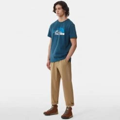 Ολοκαίνουργιο 😀 T-Shirts | Μπλούζα κοντό μανίκι The North Face Mount Line 2 Ανδρικό T-Shirt MONTRYBLU/TNFWT 🌟 -Nike πωλήσεων the north face m s s mount line tee montryblu tn 4
